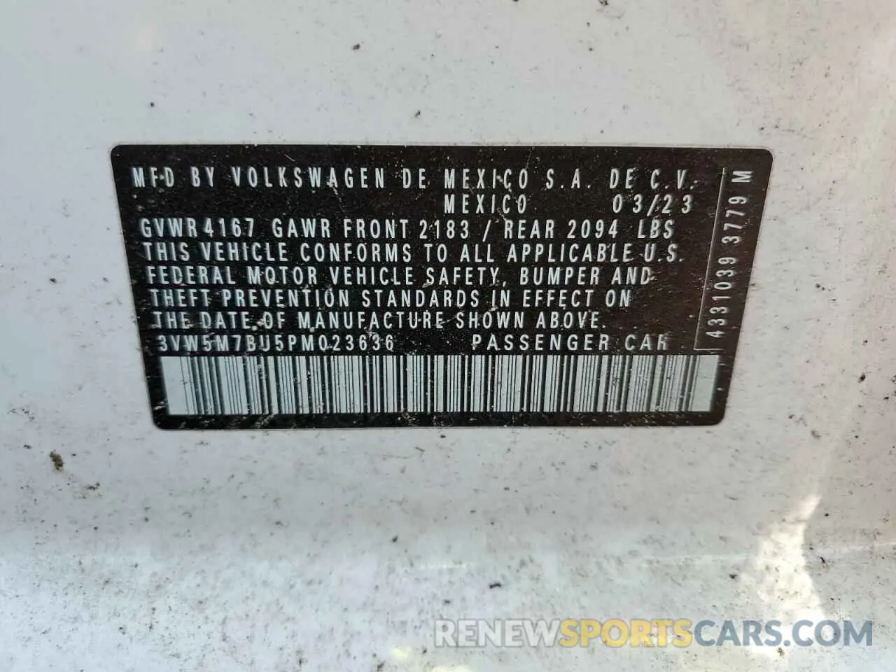 12 fotografías del automóvil dañado 3VW5M7BU5PM023636 VOLKSWAGEN JETTA 2023