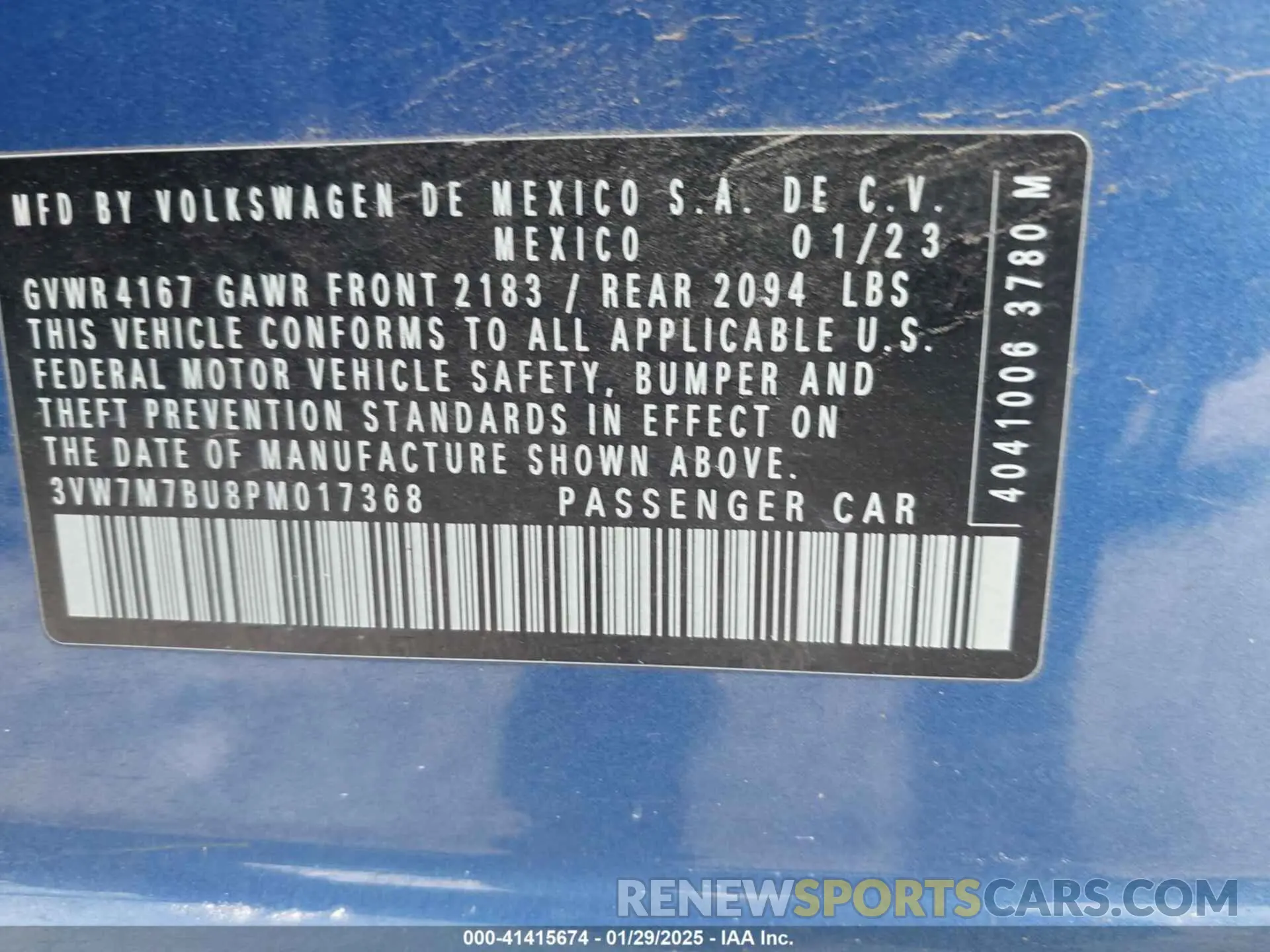 9 fotografías del automóvil dañado 3VW7M7BU8PM017368 VOLKSWAGEN JETTA 2023