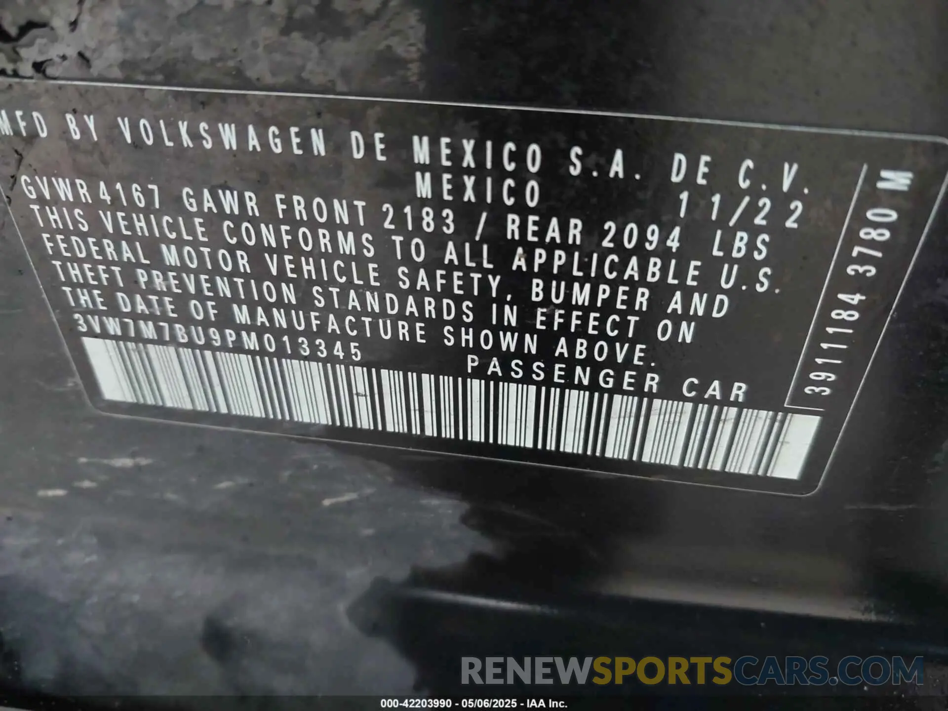 9 fotografías del automóvil dañado 3VW7M7BU9PM013345 VOLKSWAGEN JETTA 2023