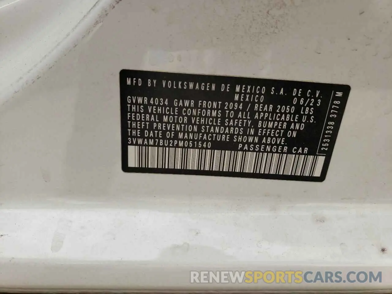 14 fotografías del automóvil dañado 3VWAM7BU2PM051540 VOLKSWAGEN JETTA 2023