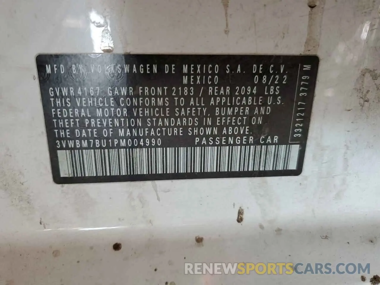 12 fotografías del automóvil dañado 3VWBM7BU1PM004990 VOLKSWAGEN JETTA 2023