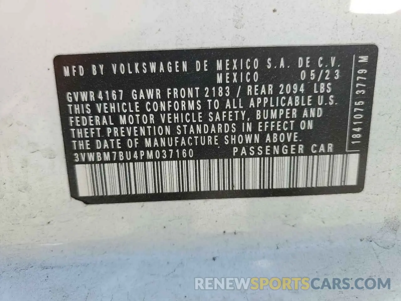 12 fotografías del automóvil dañado 3VWBM7BU4PM037160 VOLKSWAGEN JETTA 2023