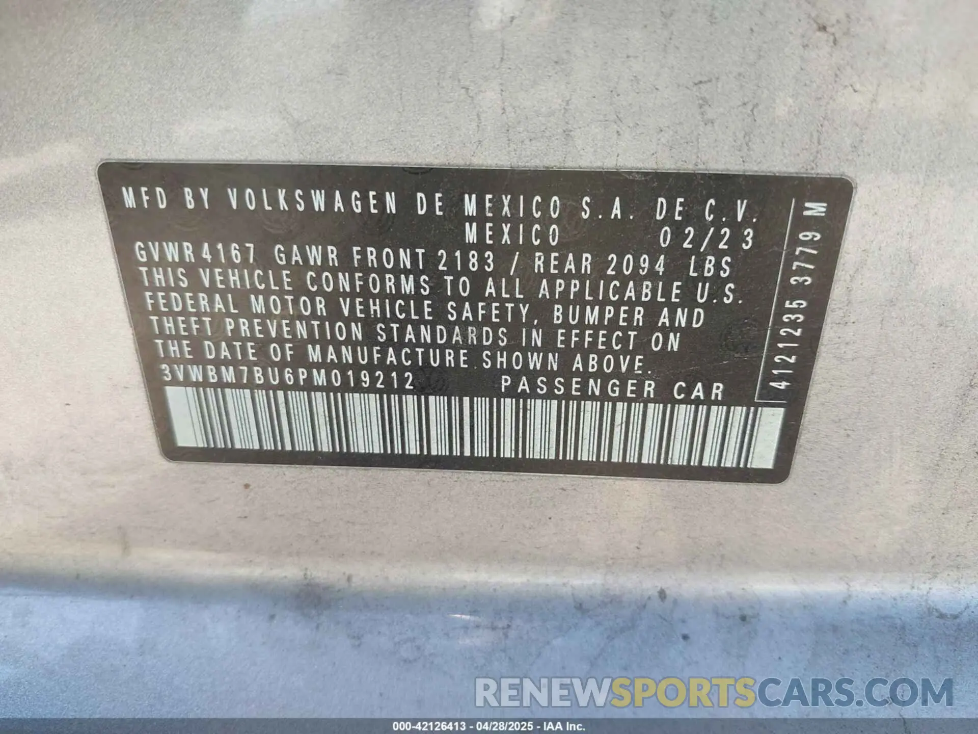 9 fotografías del automóvil dañado 3VWBM7BU6PM019212 VOLKSWAGEN JETTA 2023