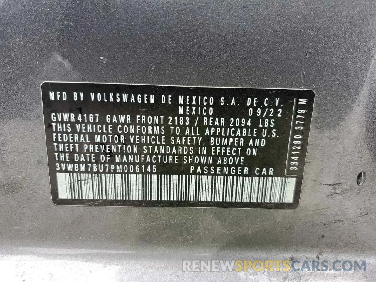 12 fotografías del automóvil dañado 3VWBM7BU7PM006145 VOLKSWAGEN JETTA 2023