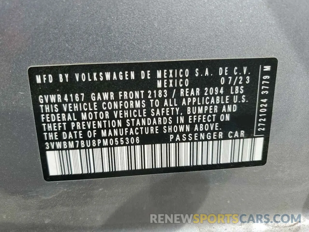14 fotografías del automóvil dañado 3VWBM7BU8PM055306 VOLKSWAGEN JETTA 2023