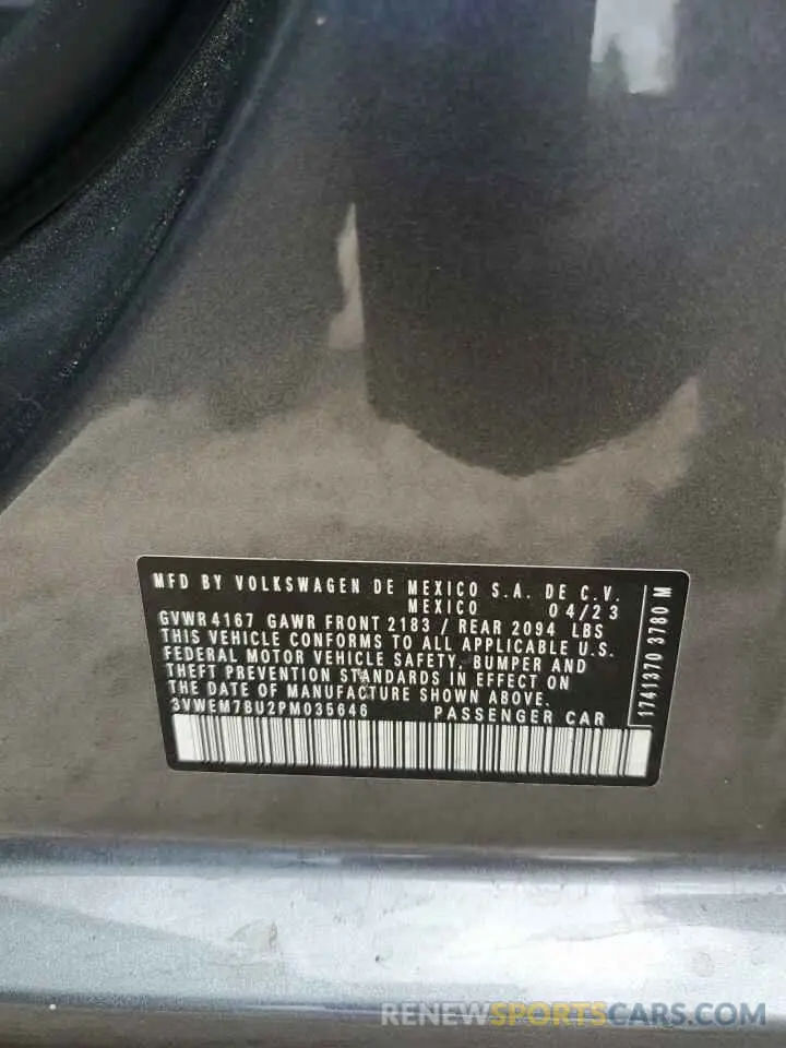 12 fotografías del automóvil dañado 3VWEM7BU2PM035646 VOLKSWAGEN JETTA 2023