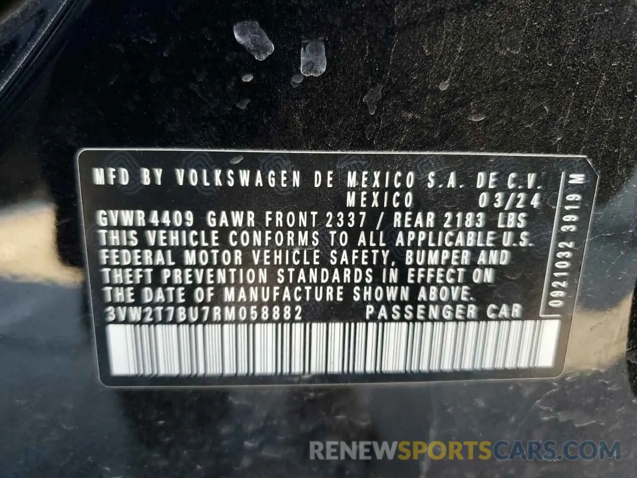 12 fotografías del automóvil dañado 3VW2T7BU7RM058882 VOLKSWAGEN JETTA 2024