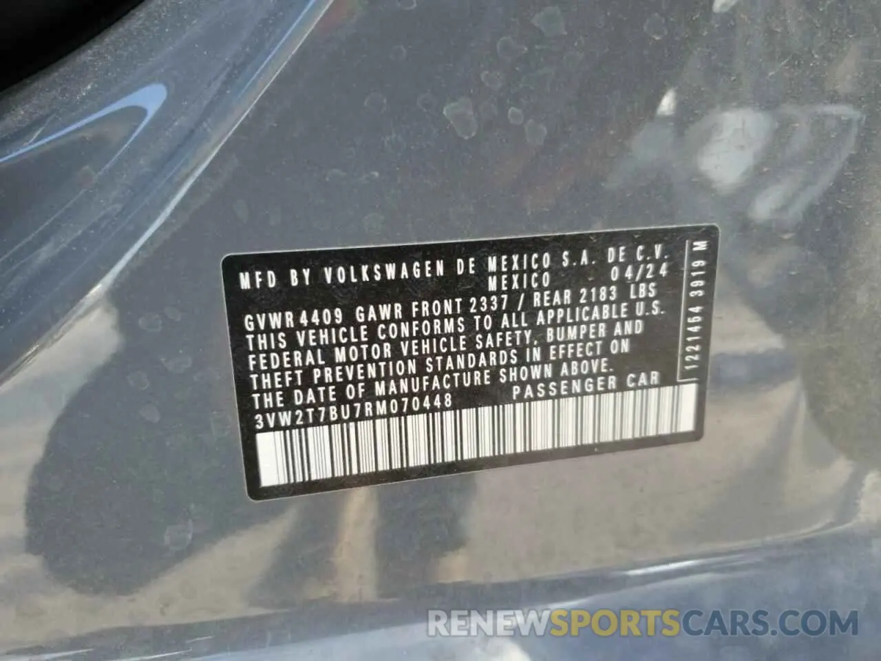 14 fotografías del automóvil dañado 3VW2T7BU7RM070448 VOLKSWAGEN JETTA 2024