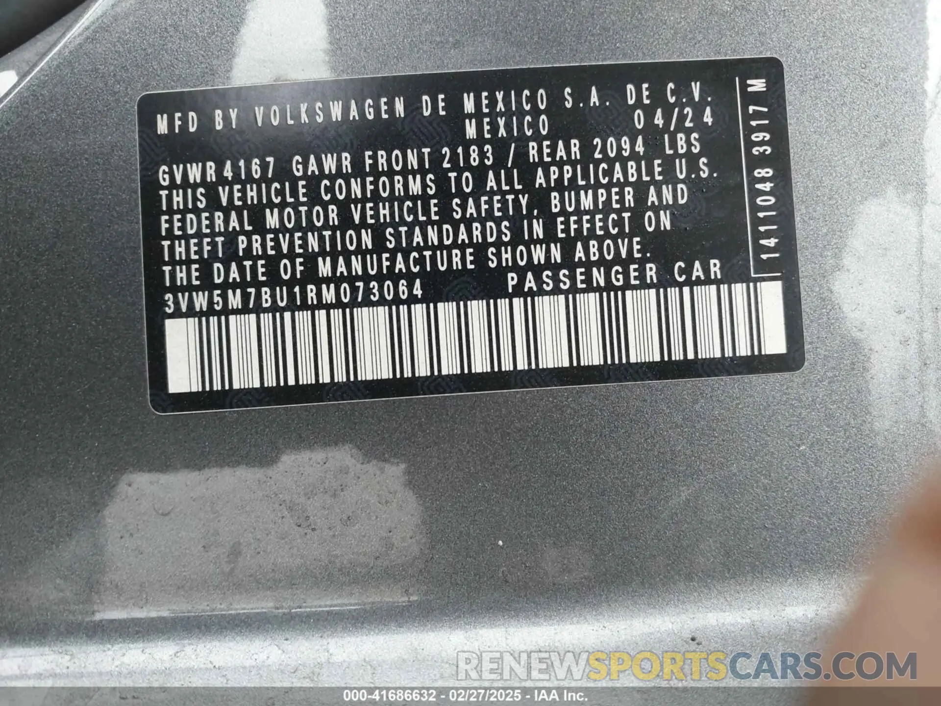 9 fotografías del automóvil dañado 3VW5M7BU1RM073064 VOLKSWAGEN JETTA 2024