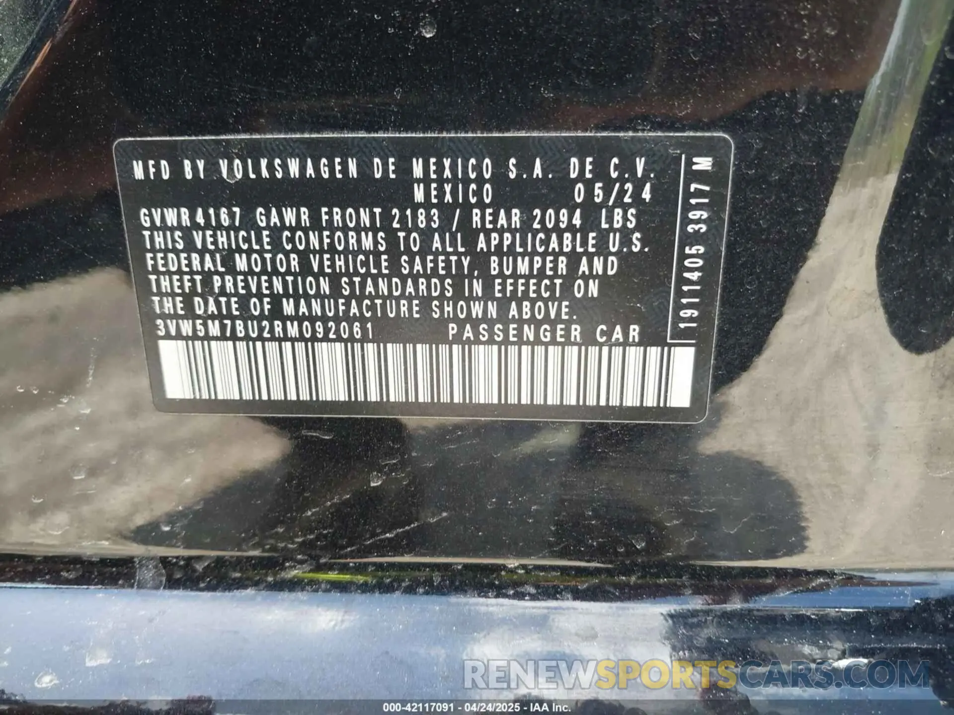 9 fotografías del automóvil dañado 3VW5M7BU2RM092061 VOLKSWAGEN JETTA 2024