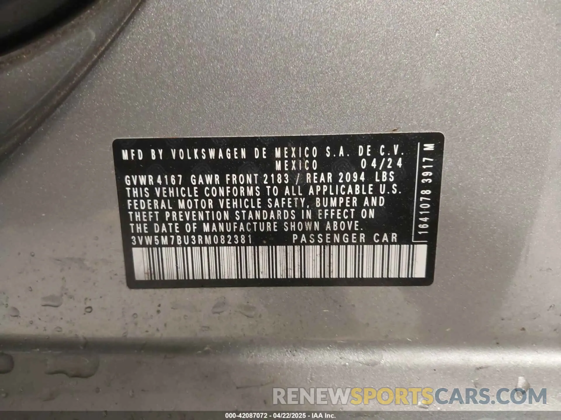 9 fotografías del automóvil dañado 3VW5M7BU3RM082381 VOLKSWAGEN JETTA 2024