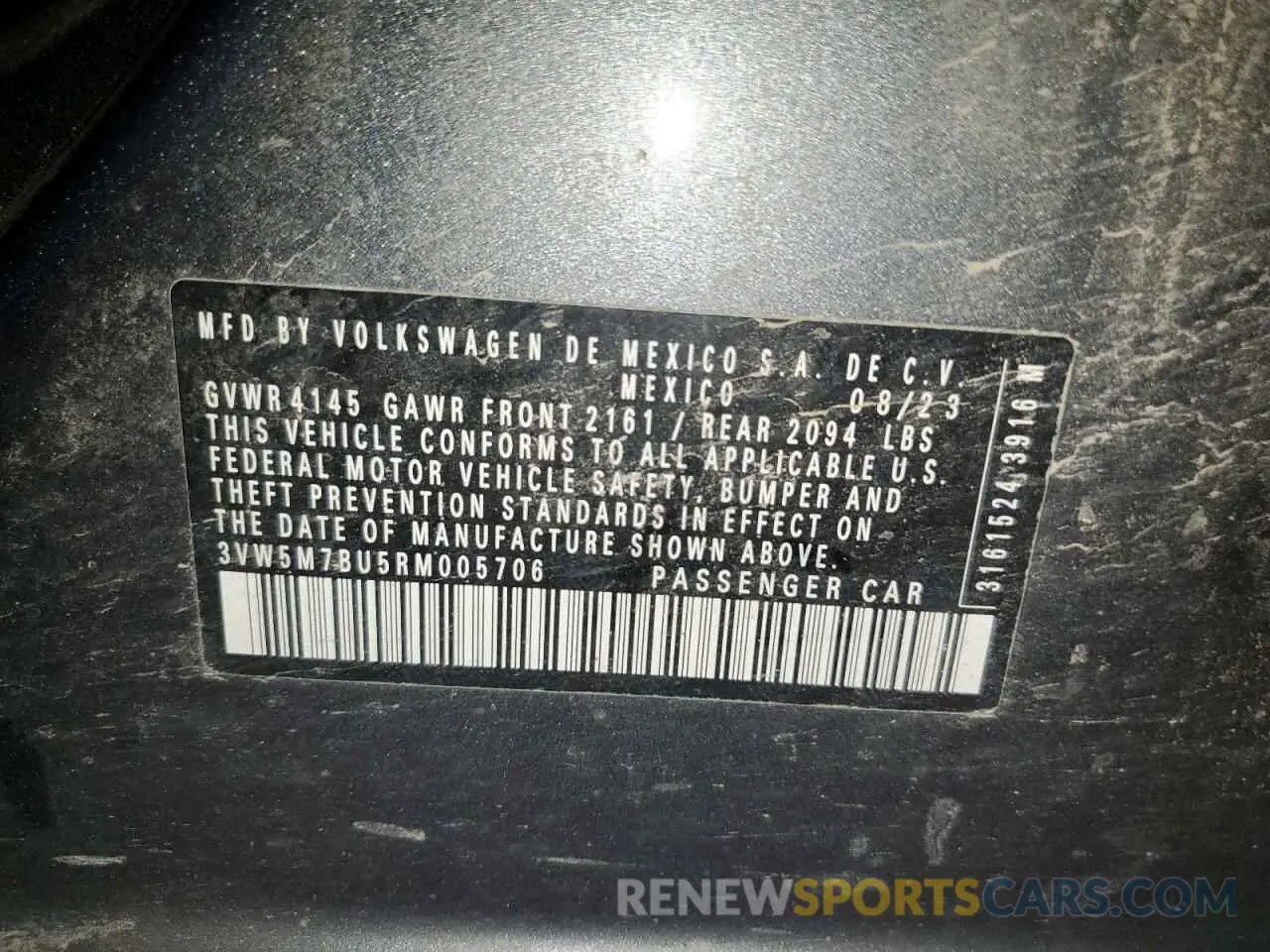 12 fotografías del automóvil dañado 3VW5M7BU5RM005706 VOLKSWAGEN JETTA 2024