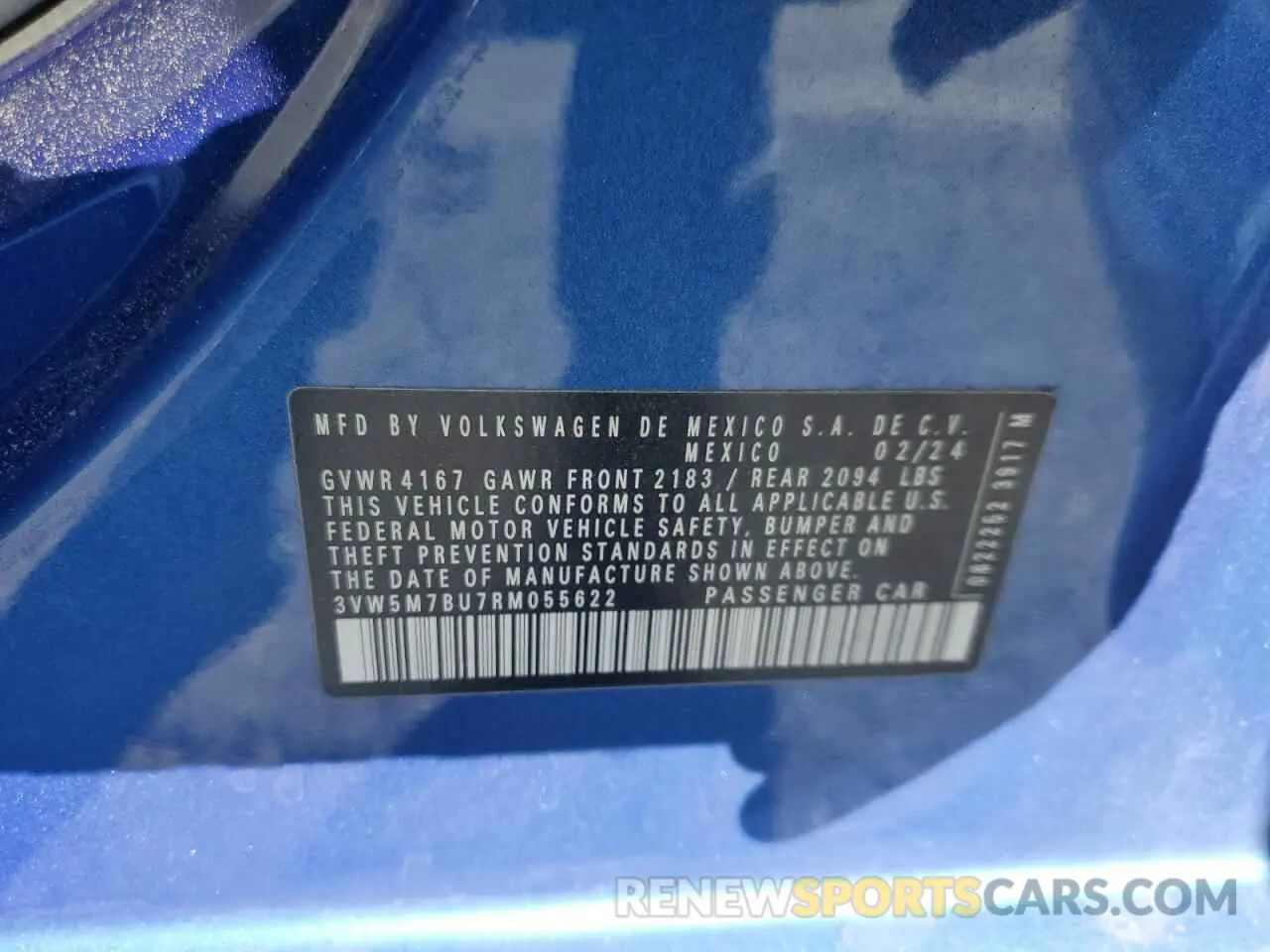 12 fotografías del automóvil dañado 3VW5M7BU7RM055622 VOLKSWAGEN JETTA 2024
