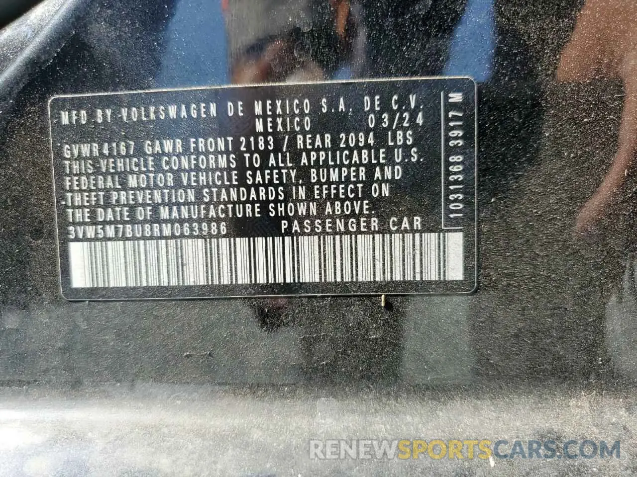 13 fotografías del automóvil dañado 3VW5M7BU8RM063986 VOLKSWAGEN JETTA 2024