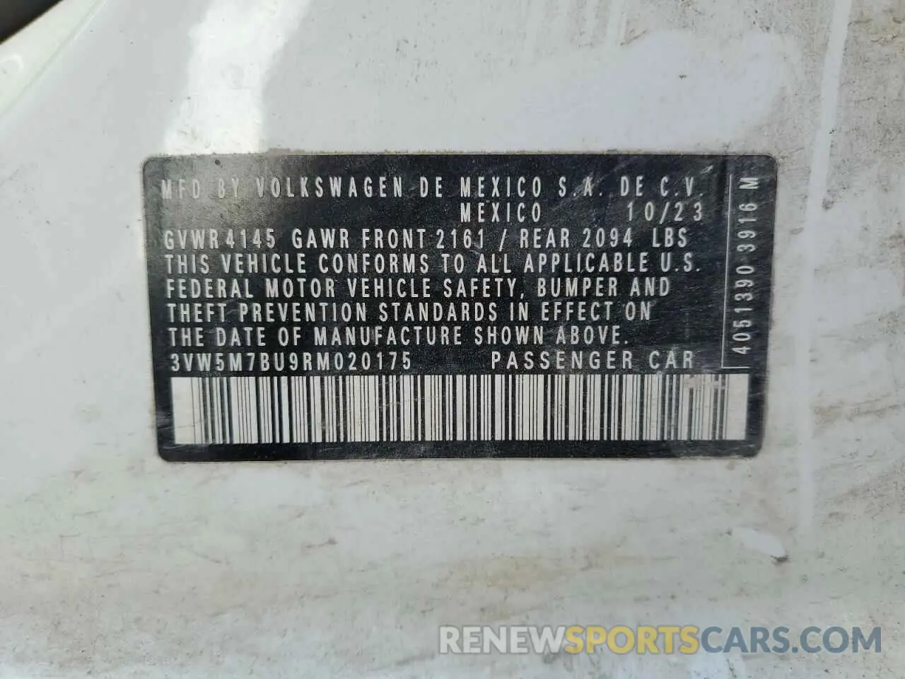 13 fotografías del automóvil dañado 3VW5M7BU9RM020175 VOLKSWAGEN JETTA 2024