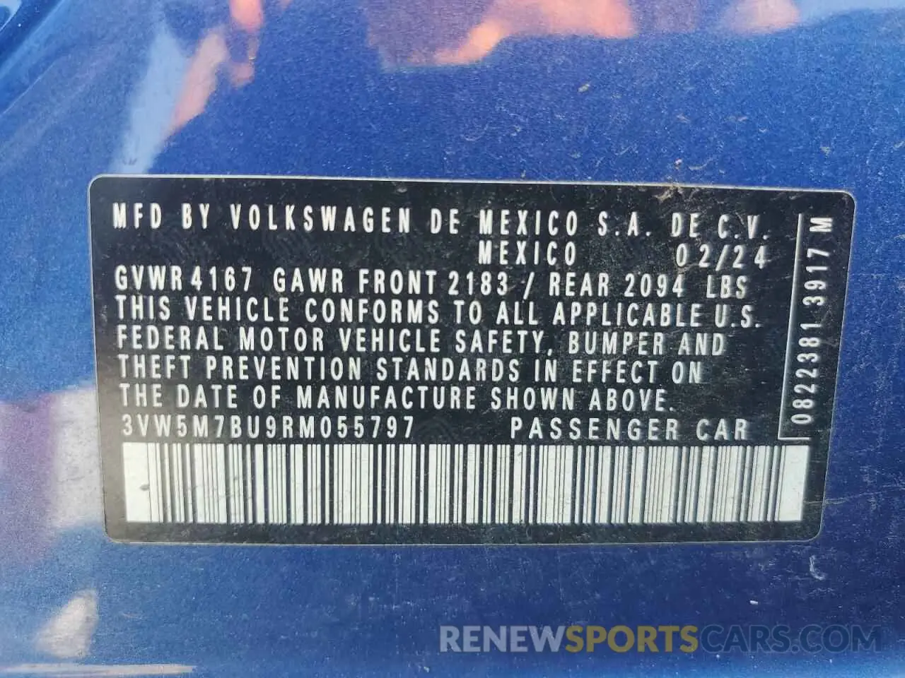 13 fotografías del automóvil dañado 3VW5M7BU9RM055797 VOLKSWAGEN JETTA 2024