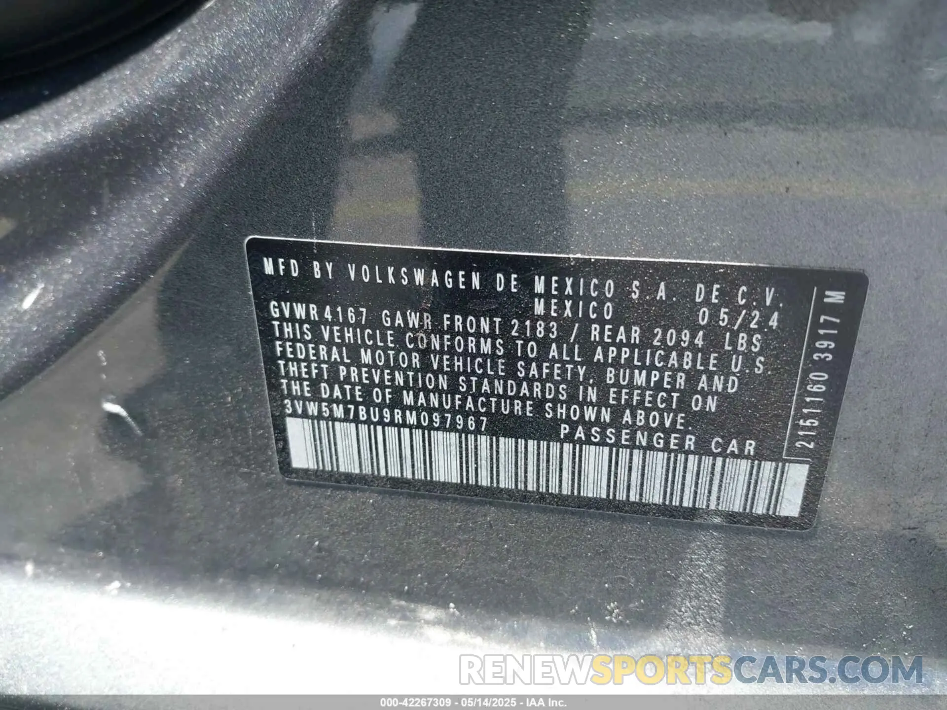 9 fotografías del automóvil dañado 3VW5M7BU9RM097967 VOLKSWAGEN JETTA 2024