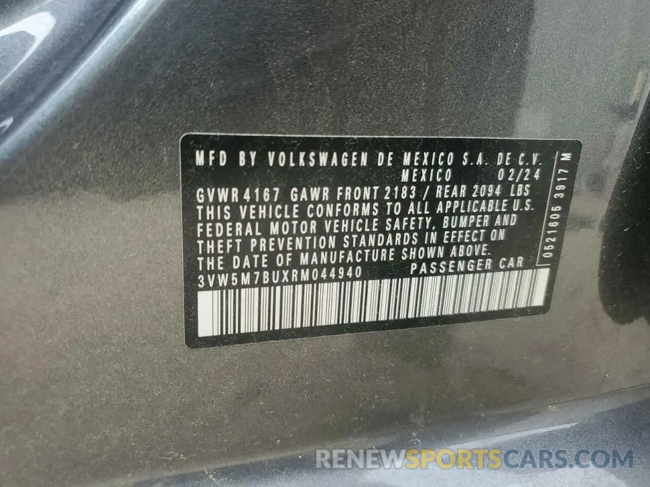 12 fotografías del automóvil dañado 3VW5M7BUXRM044940 VOLKSWAGEN JETTA 2024