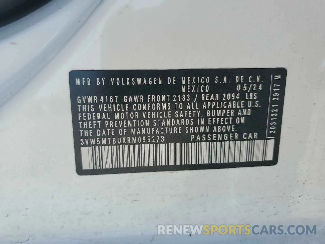 12 fotografías del automóvil dañado 3VW5M7BUXRM095273 VOLKSWAGEN JETTA 2024