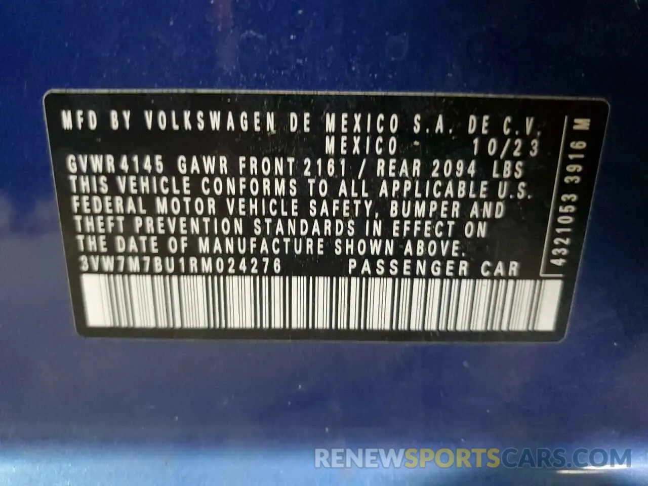 12 fotografías del automóvil dañado 3VW7M7BU1RM024276 VOLKSWAGEN JETTA 2024