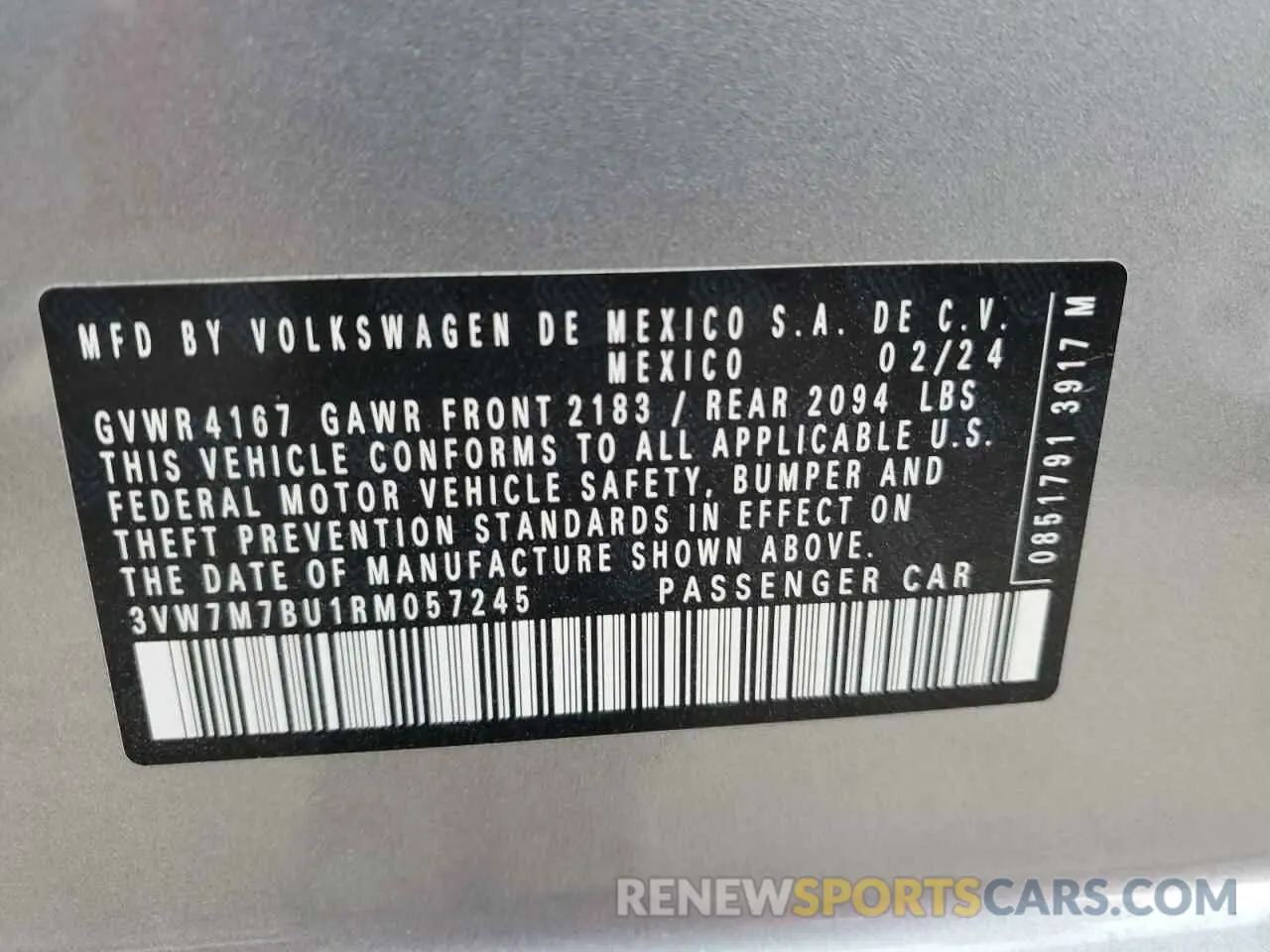 12 fotografías del automóvil dañado 3VW7M7BU1RM057245 VOLKSWAGEN JETTA 2024