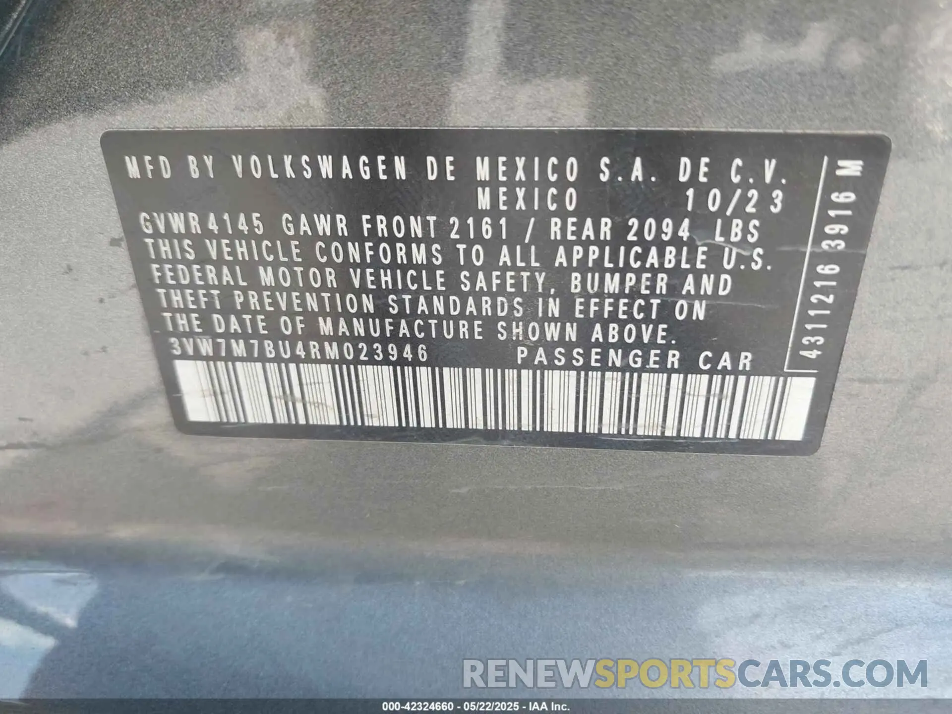 9 fotografías del automóvil dañado 3VW7M7BU4RM023946 VOLKSWAGEN JETTA 2024