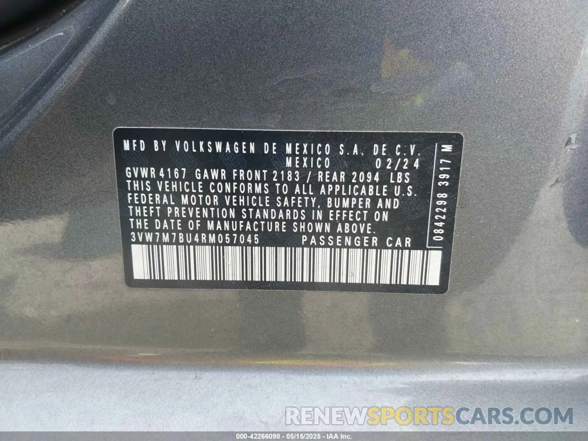 9 fotografías del automóvil dañado 3VW7M7BU4RM057045 VOLKSWAGEN JETTA 2024