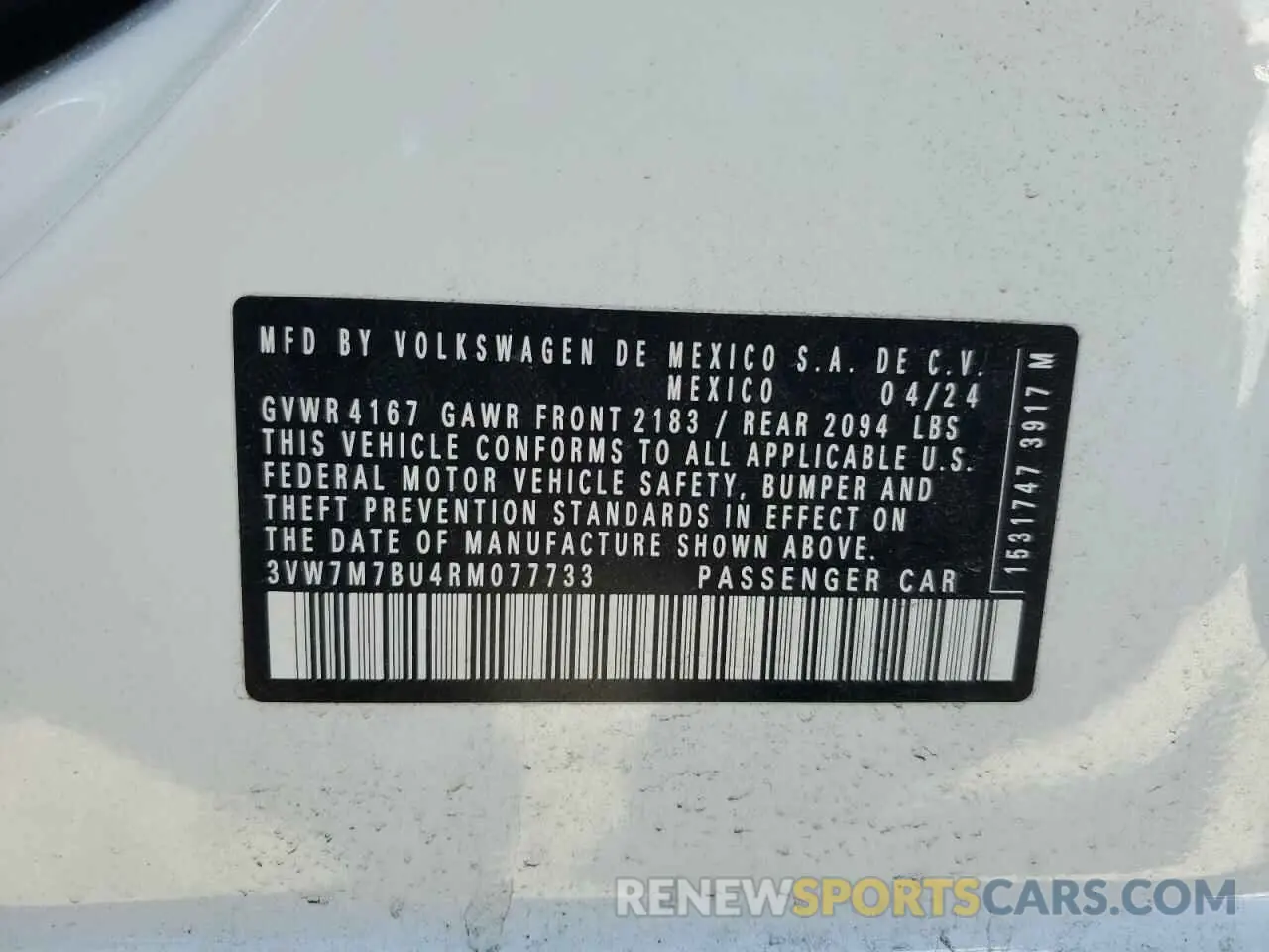12 fotografías del automóvil dañado 3VW7M7BU4RM077733 VOLKSWAGEN JETTA 2024