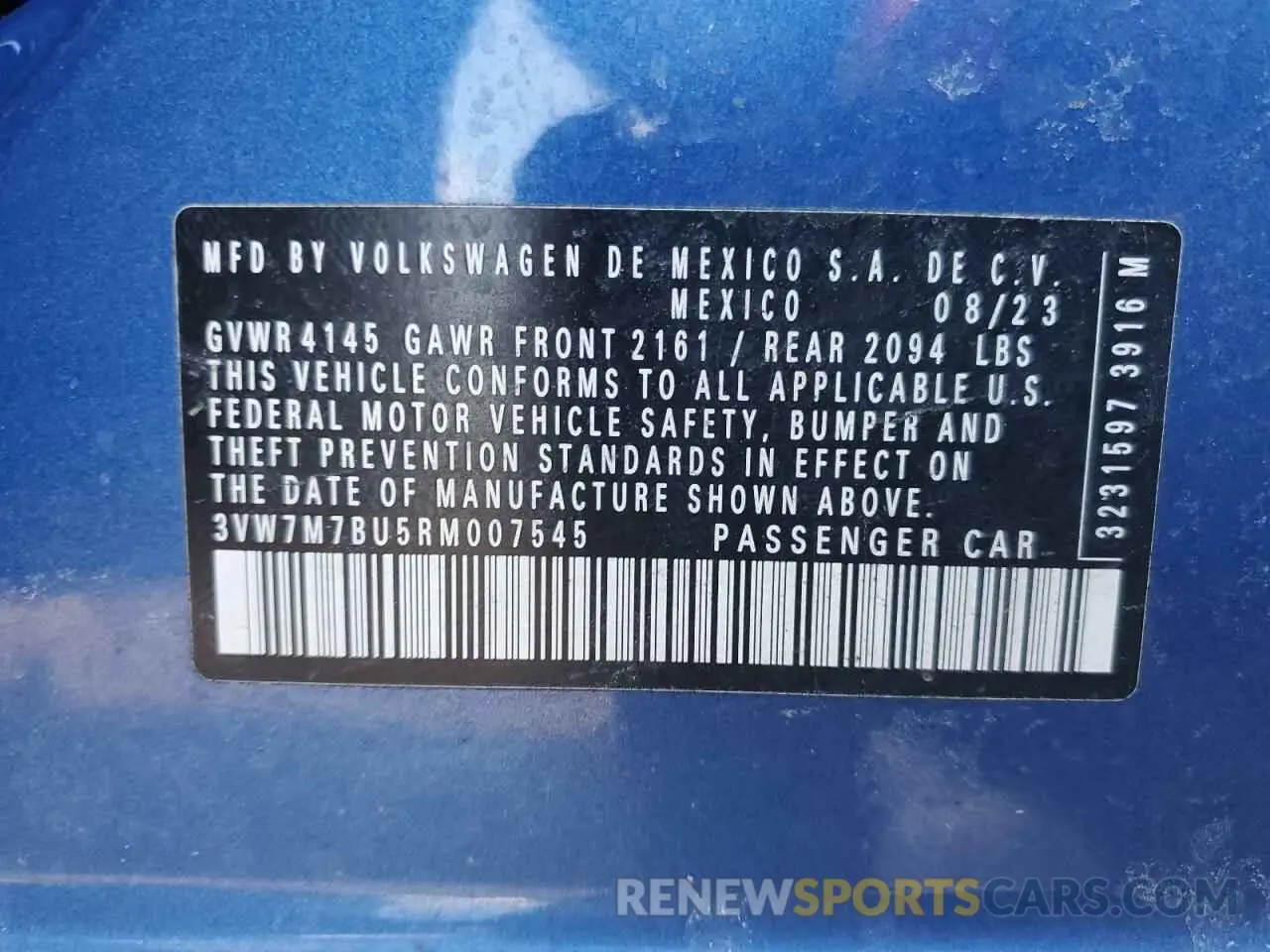 14 fotografías del automóvil dañado 3VW7M7BU5RM007545 VOLKSWAGEN JETTA 2024