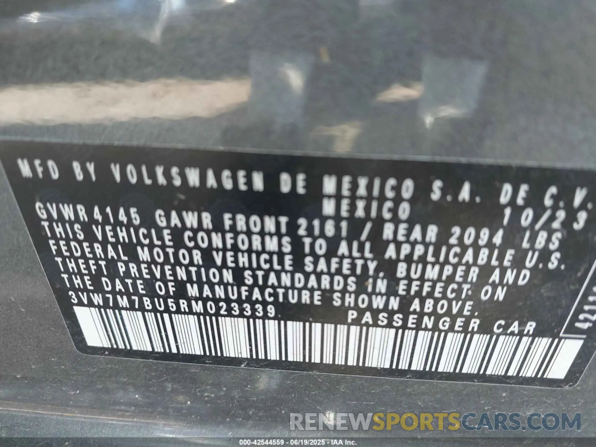 9 fotografías del automóvil dañado 3VW7M7BU5RM023339 VOLKSWAGEN JETTA 2024