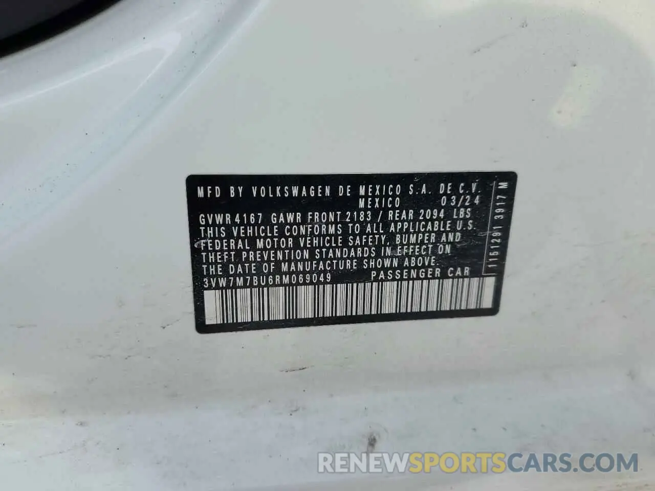 14 fotografías del automóvil dañado 3VW7M7BU6RM069049 VOLKSWAGEN JETTA 2024