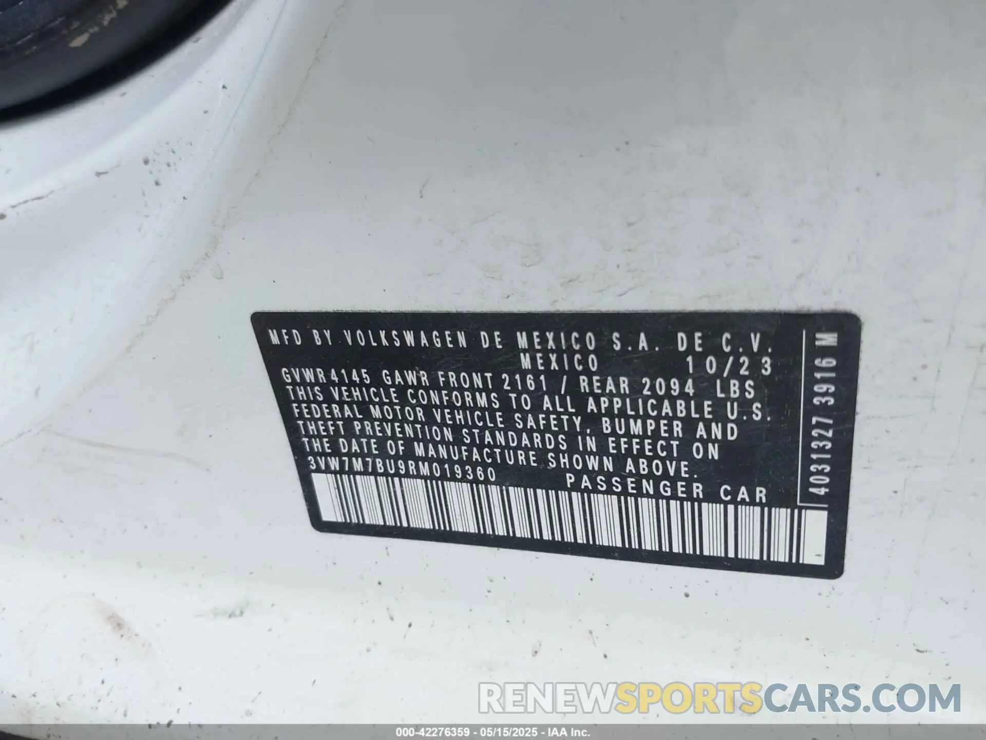 9 fotografías del automóvil dañado 3VW7M7BU9RM019360 VOLKSWAGEN JETTA 2024