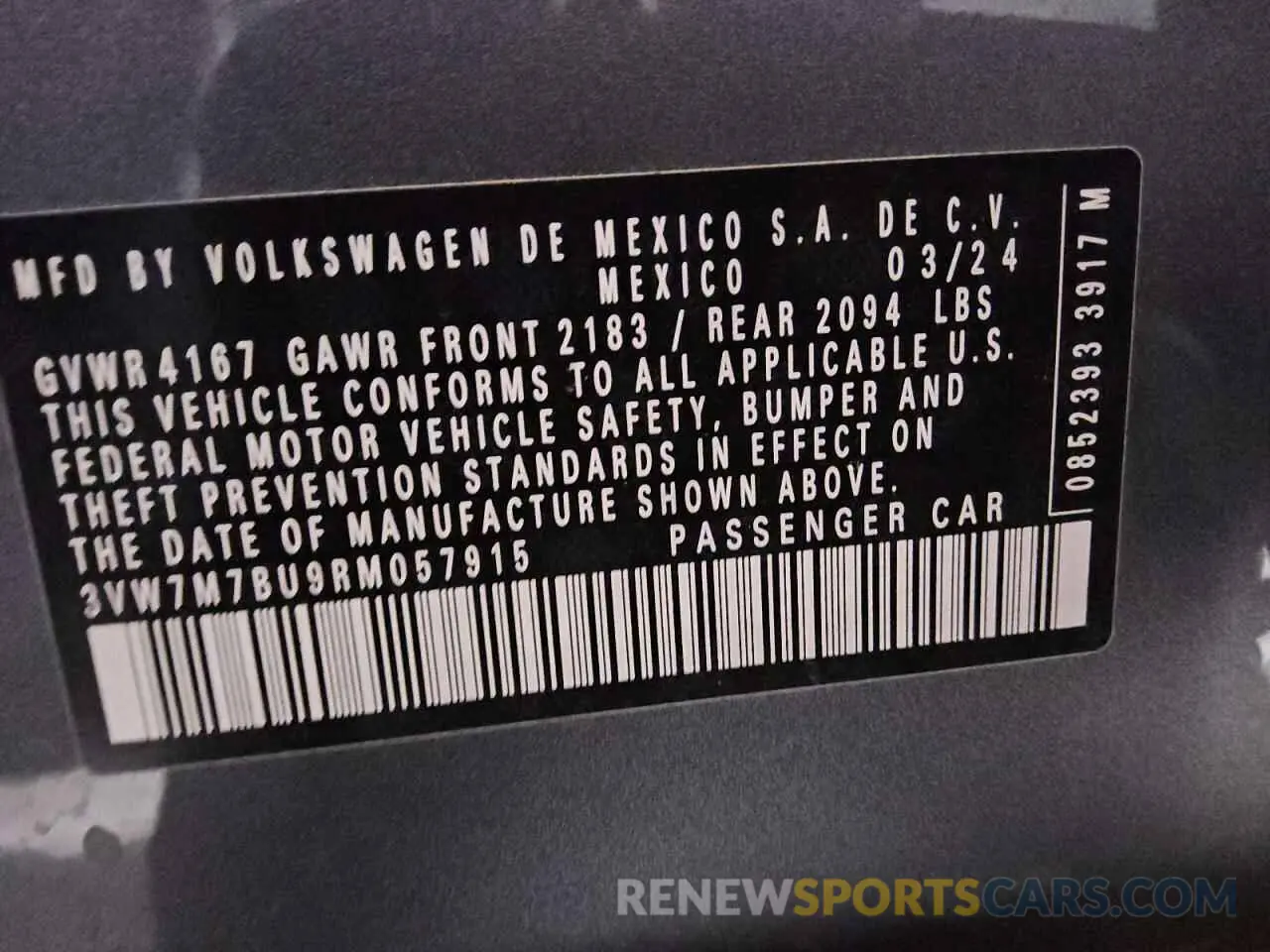 12 fotografías del automóvil dañado 3VW7M7BU9RM057915 VOLKSWAGEN JETTA 2024