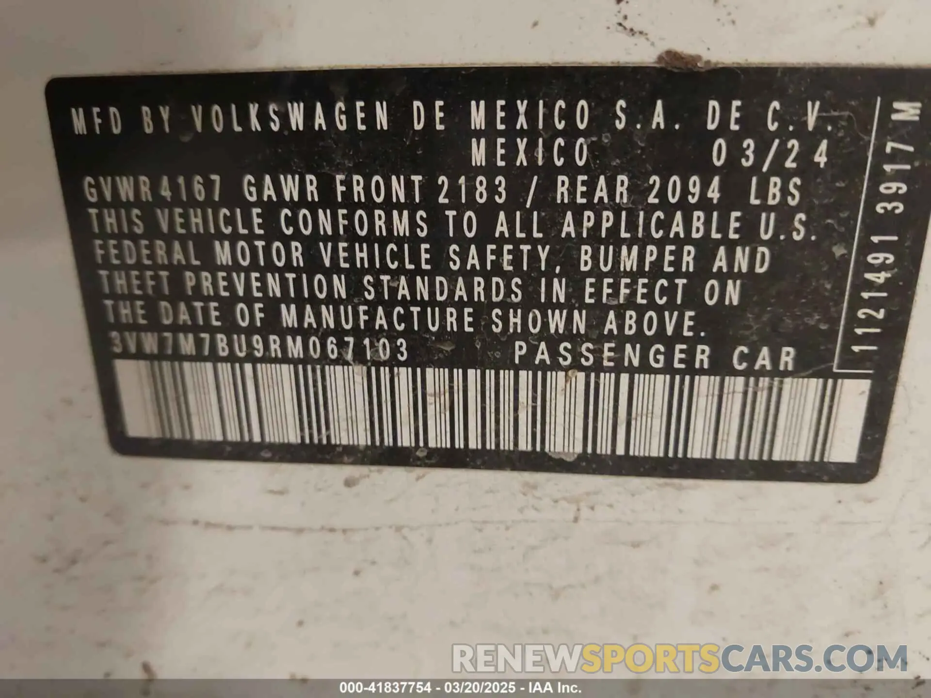 9 fotografías del automóvil dañado 3VW7M7BU9RM067103 VOLKSWAGEN JETTA 2024