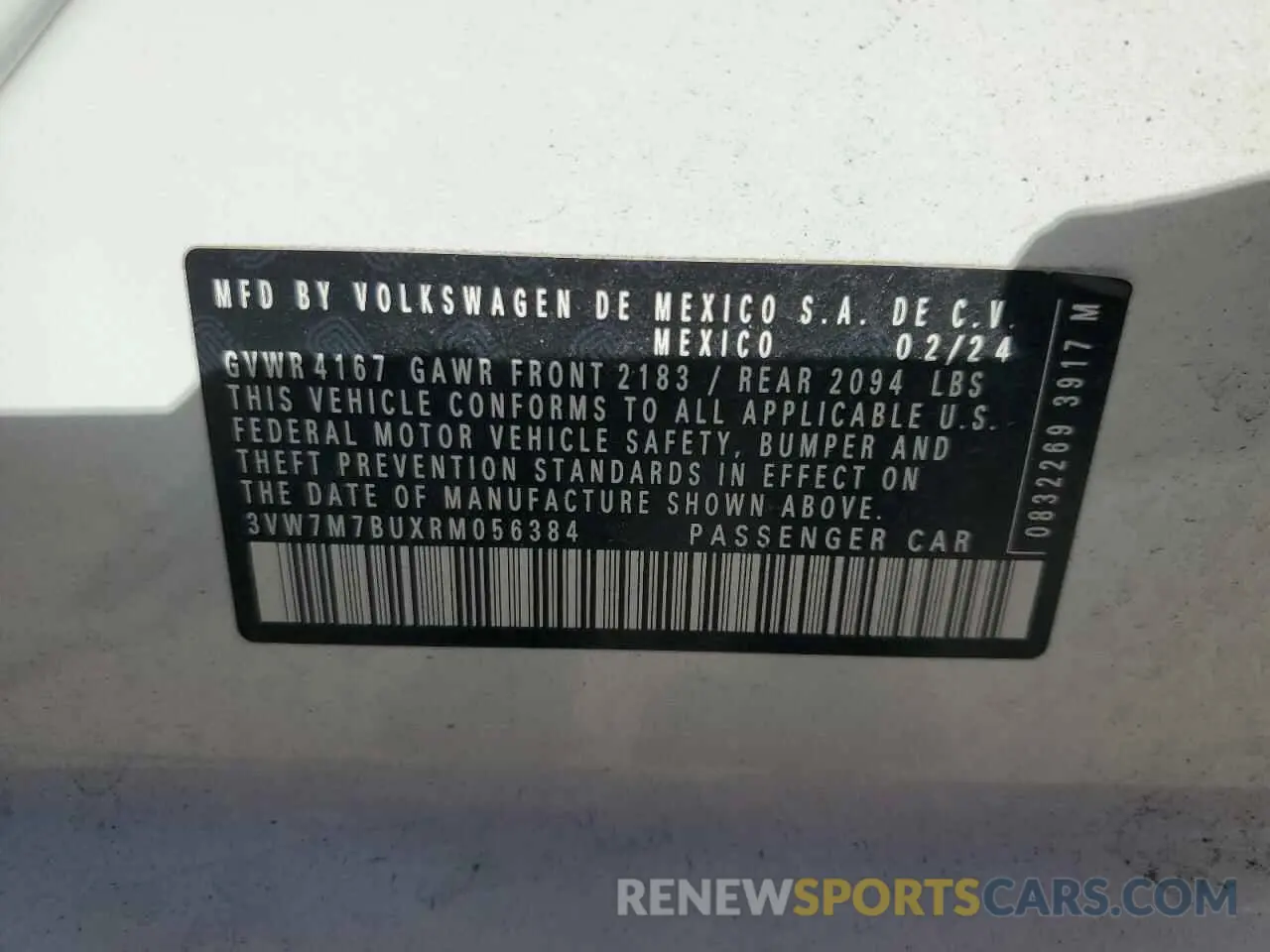 12 fotografías del automóvil dañado 3VW7M7BUXRM056384 VOLKSWAGEN JETTA 2024