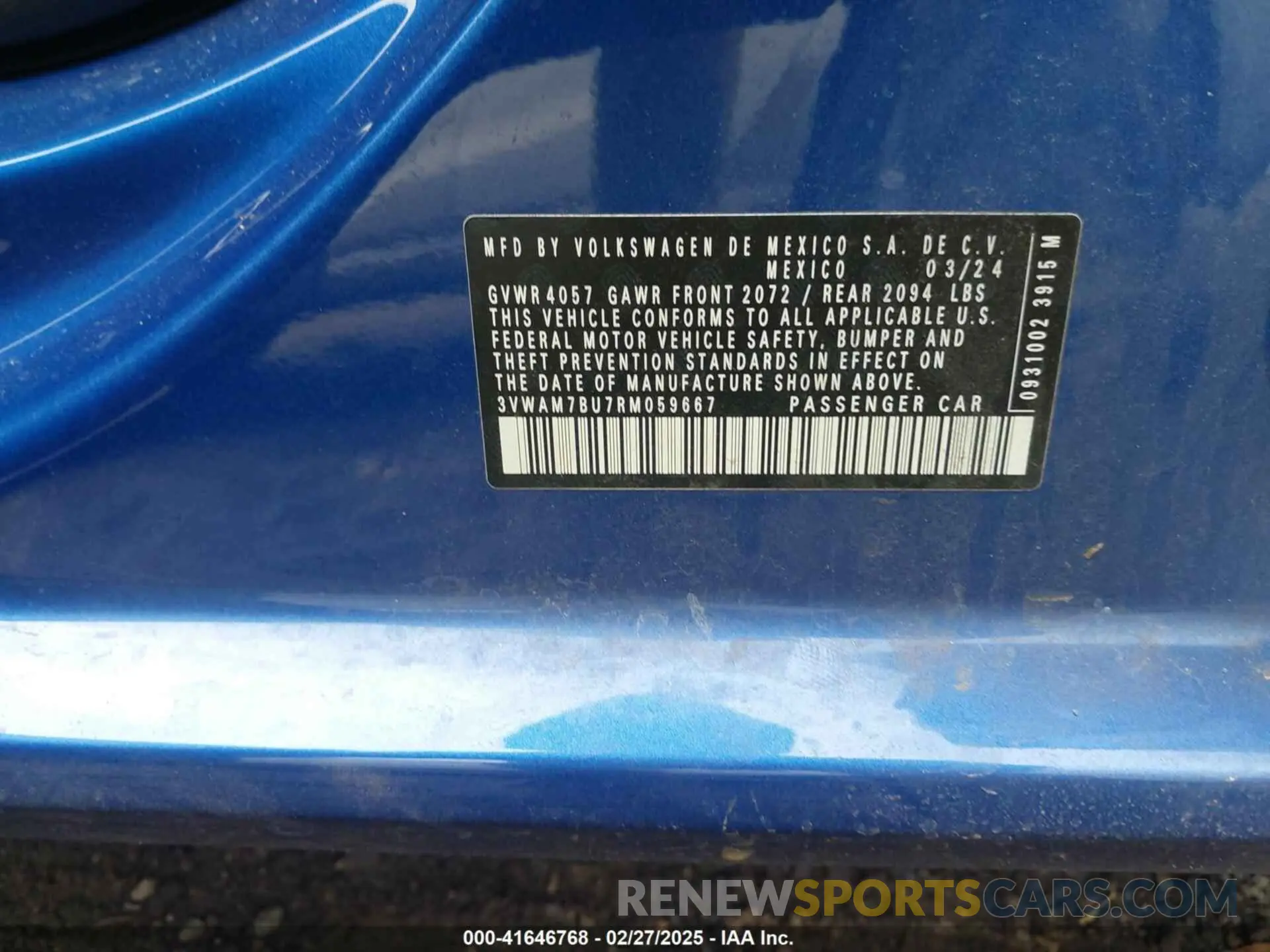 9 fotografías del automóvil dañado 3VWAM7BU7RM059667 VOLKSWAGEN JETTA 2024