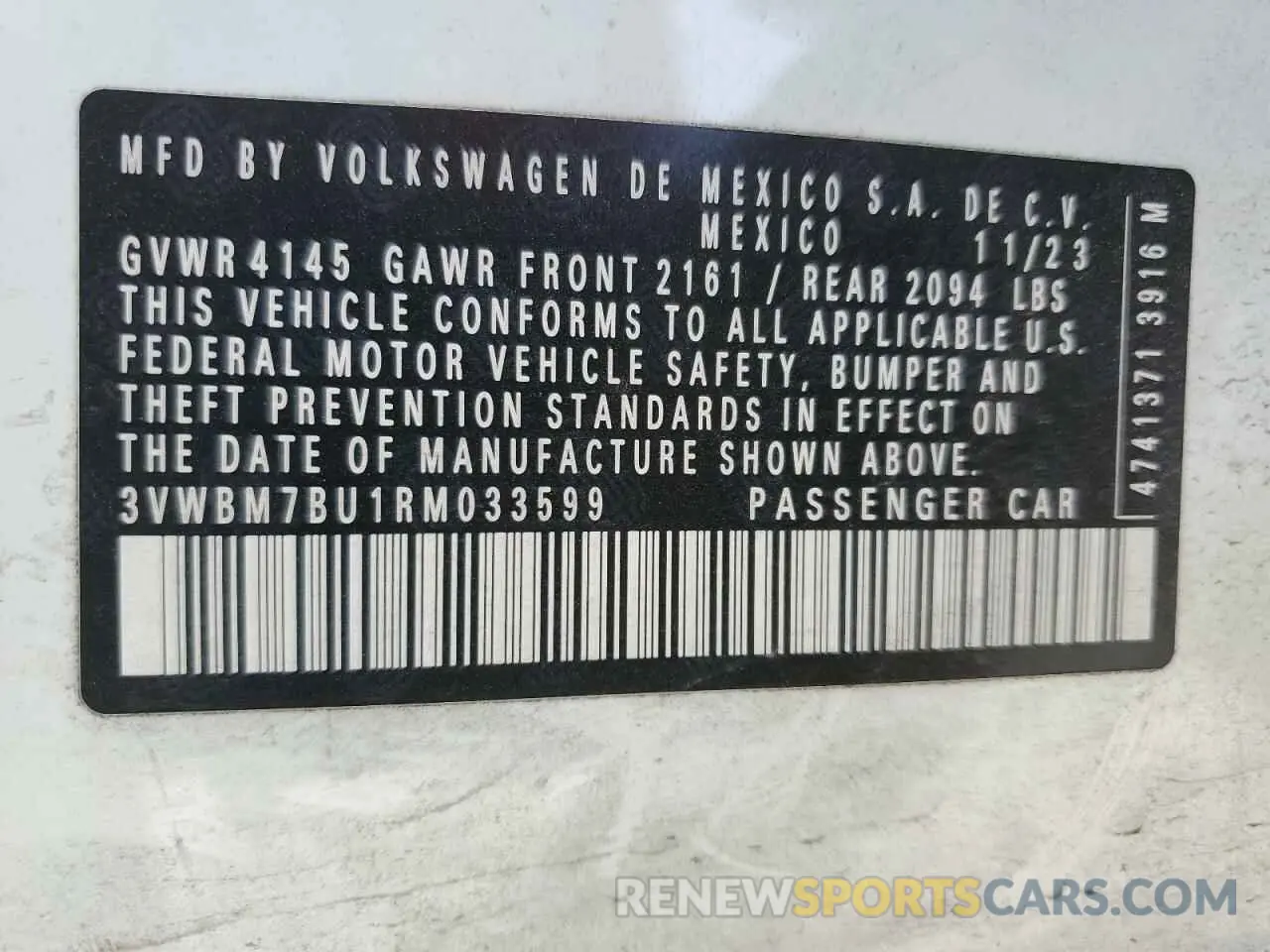 12 fotografías del automóvil dañado 3VWBM7BU1RM033599 VOLKSWAGEN JETTA 2024