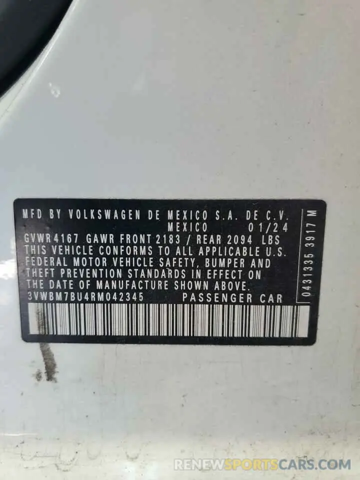13 fotografías del automóvil dañado 3VWBM7BU4RM042345 VOLKSWAGEN JETTA 2024