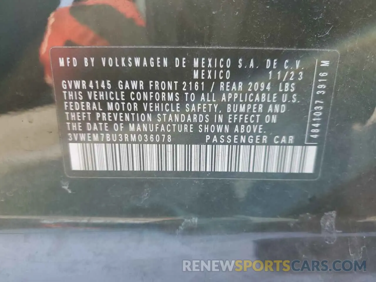 12 fotografías del automóvil dañado 3VWEM7BU3RM036078 VOLKSWAGEN JETTA 2024