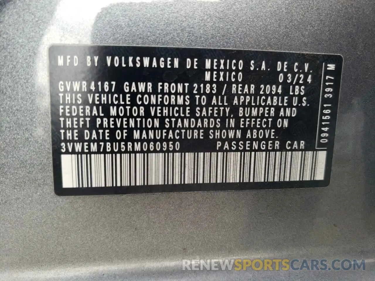 12 fotografías del automóvil dañado 3VWEM7BU5RM060950 VOLKSWAGEN JETTA 2024