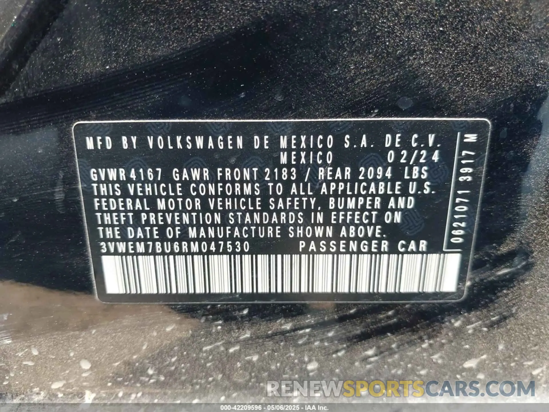 9 fotografías del automóvil dañado 3VWEM7BU6RM047530 VOLKSWAGEN JETTA 2024