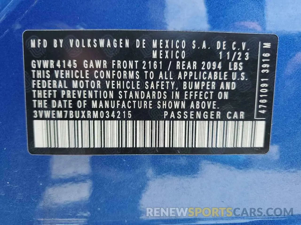 12 fotografías del automóvil dañado 3VWEM7BUXRM034215 VOLKSWAGEN JETTA 2024