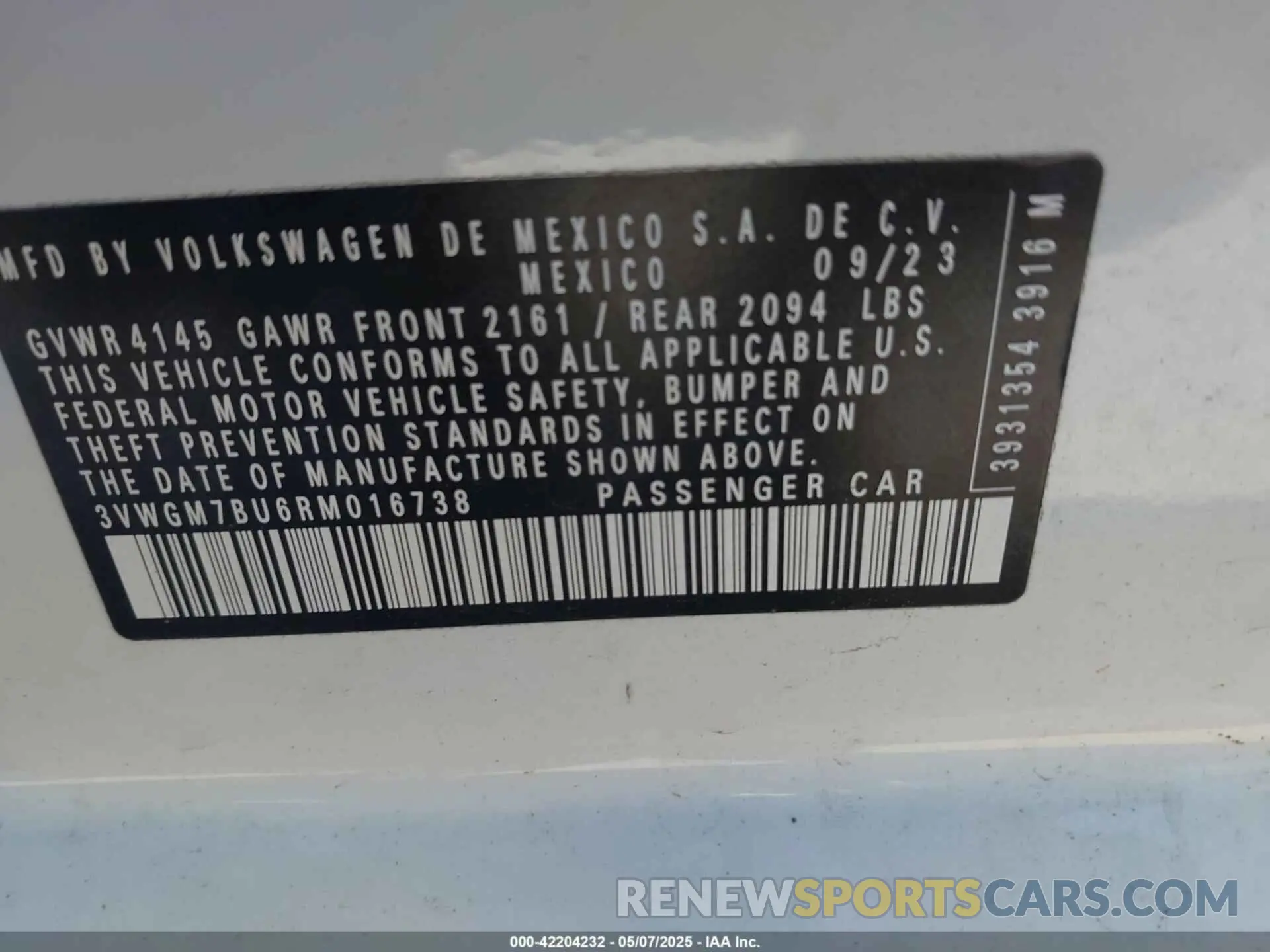 9 fotografías del automóvil dañado 3VWGM7BU6RM016738 VOLKSWAGEN JETTA 2024