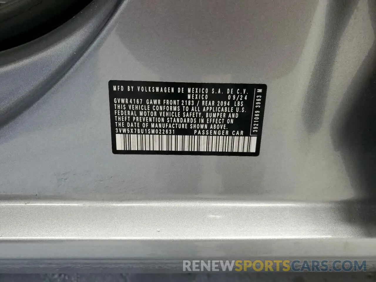 12 fotografías del automóvil dañado 3VW5X7BU1SM022631 VOLKSWAGEN JETTA 2025