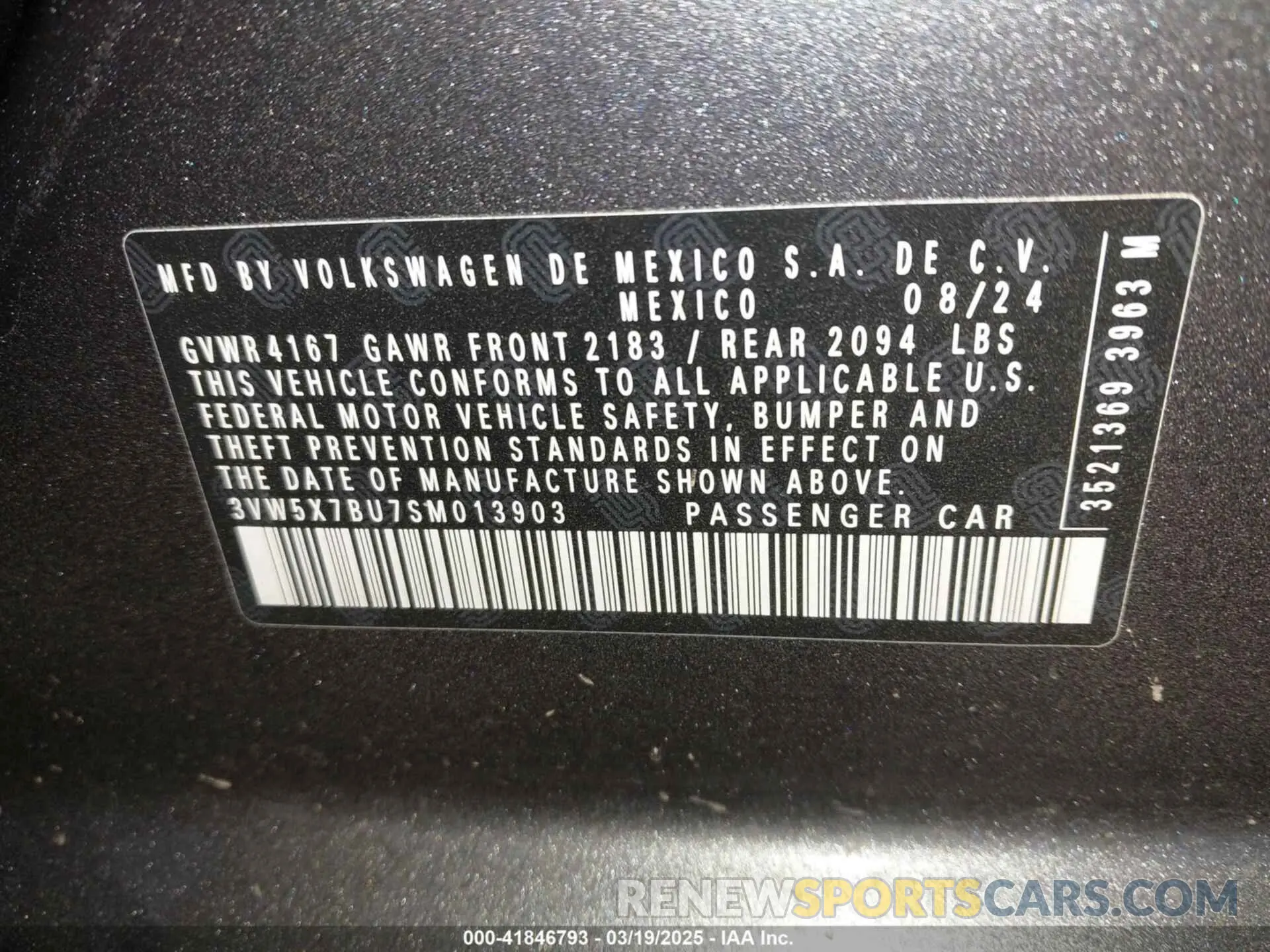 9 fotografías del automóvil dañado 3VW5X7BU7SM013903 VOLKSWAGEN JETTA 2025