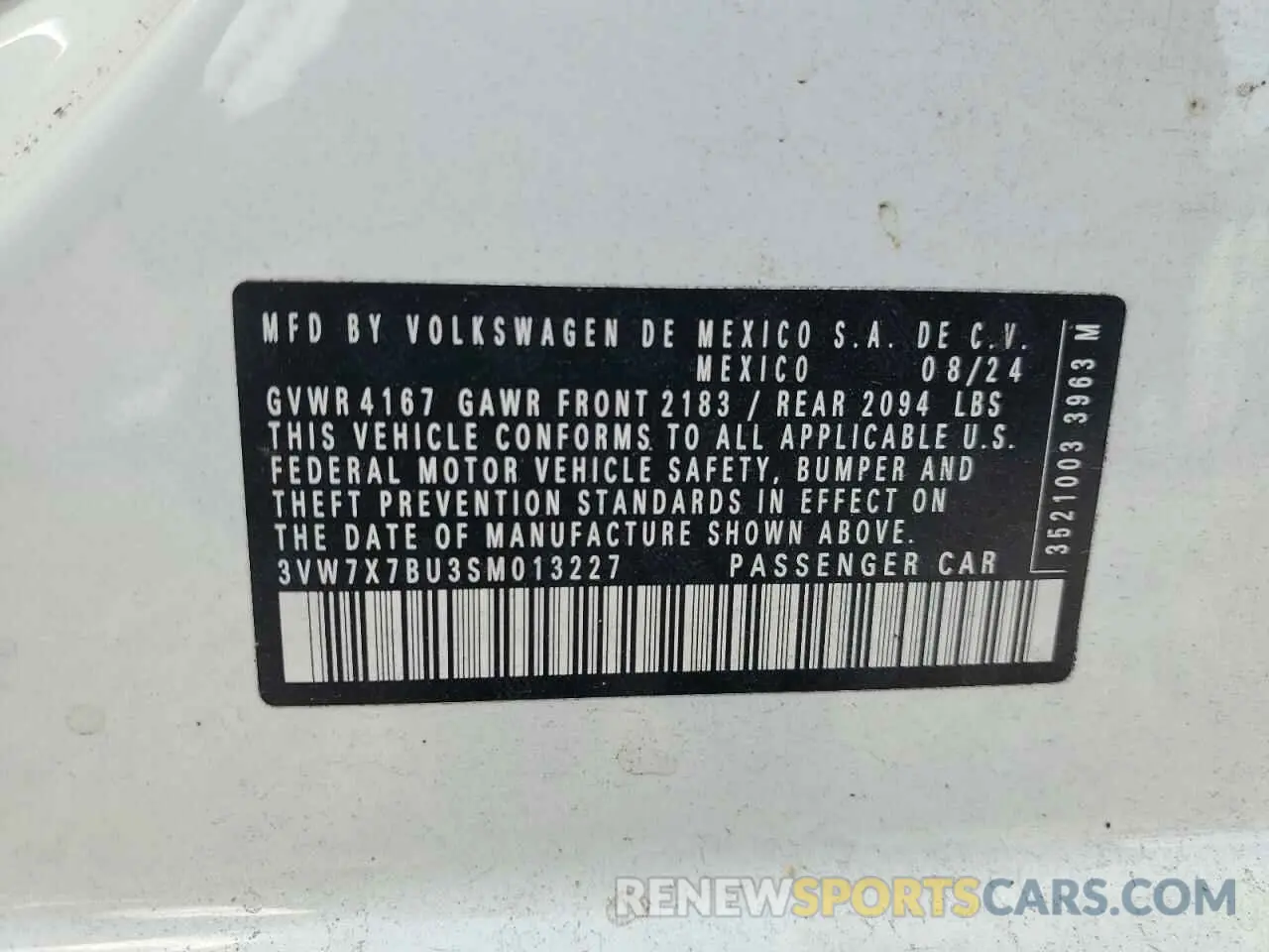 13 fotografías del automóvil dañado 3VW7X7BU3SM013227 VOLKSWAGEN JETTA 2025