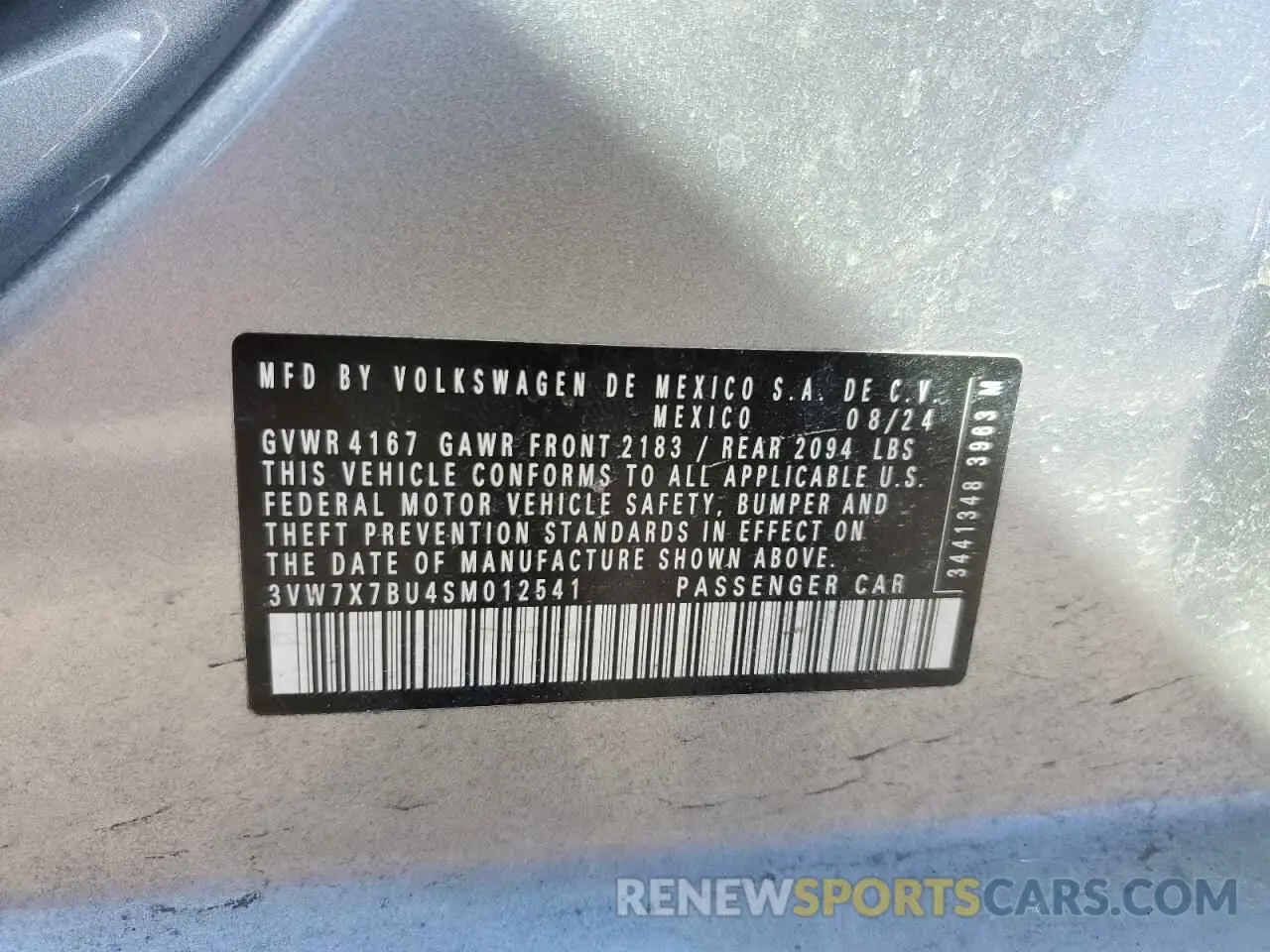 14 fotografías del automóvil dañado 3VW7X7BU4SM012541 VOLKSWAGEN JETTA 2025