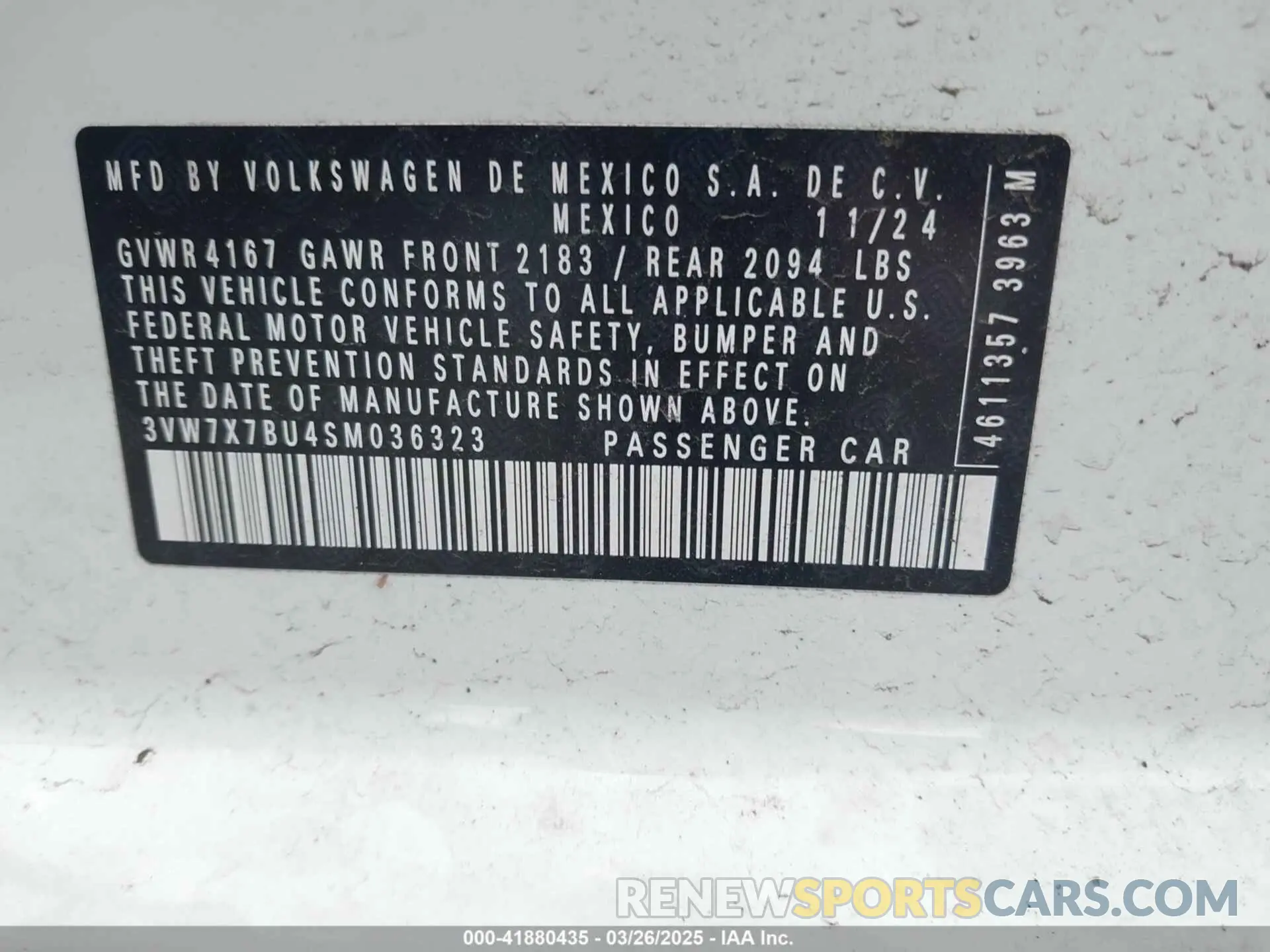 9 fotografías del automóvil dañado 3VW7X7BU4SM036323 VOLKSWAGEN JETTA 2025
