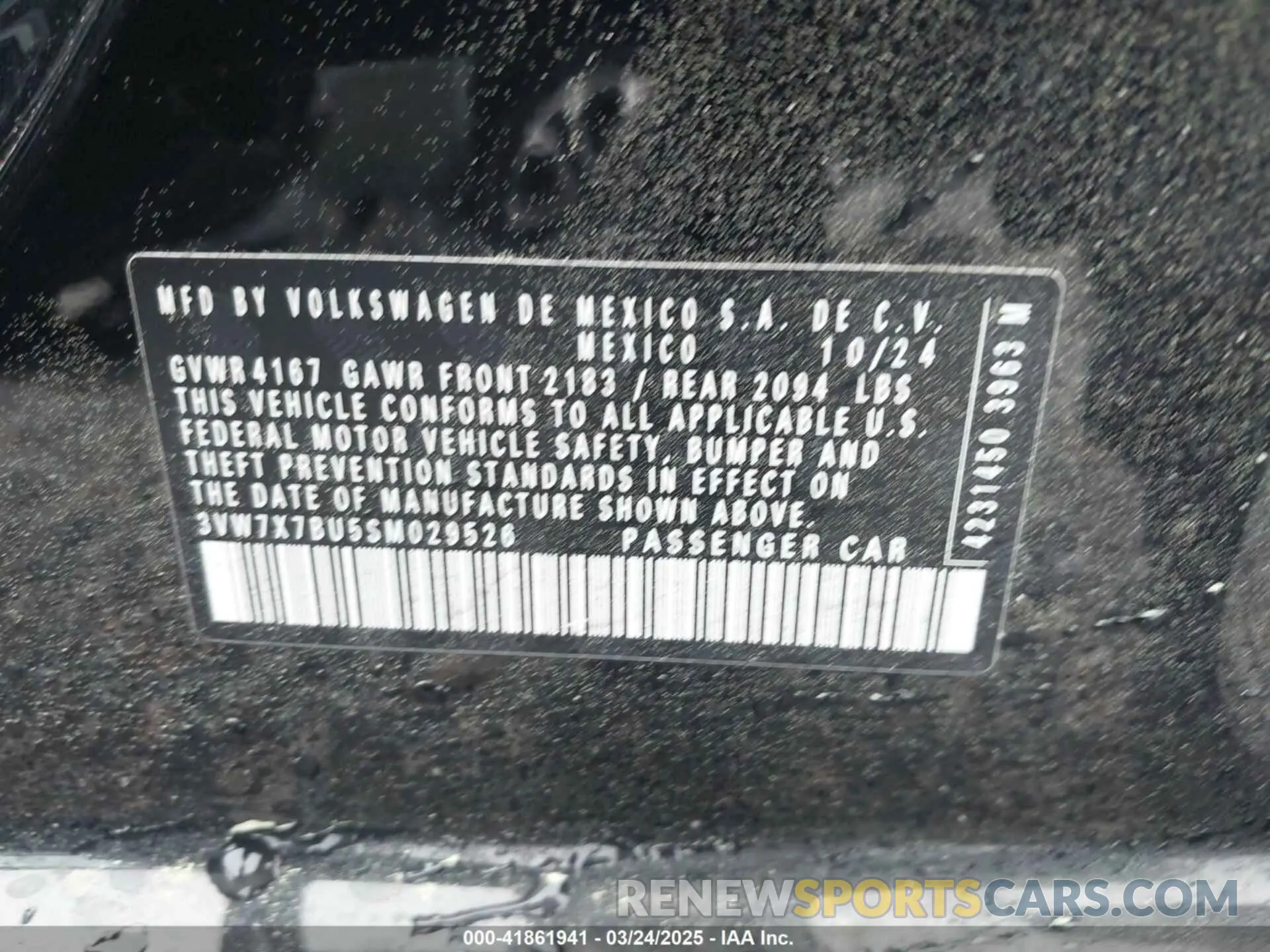 9 fotografías del automóvil dañado 3VW7X7BU5SM029526 VOLKSWAGEN JETTA 2025