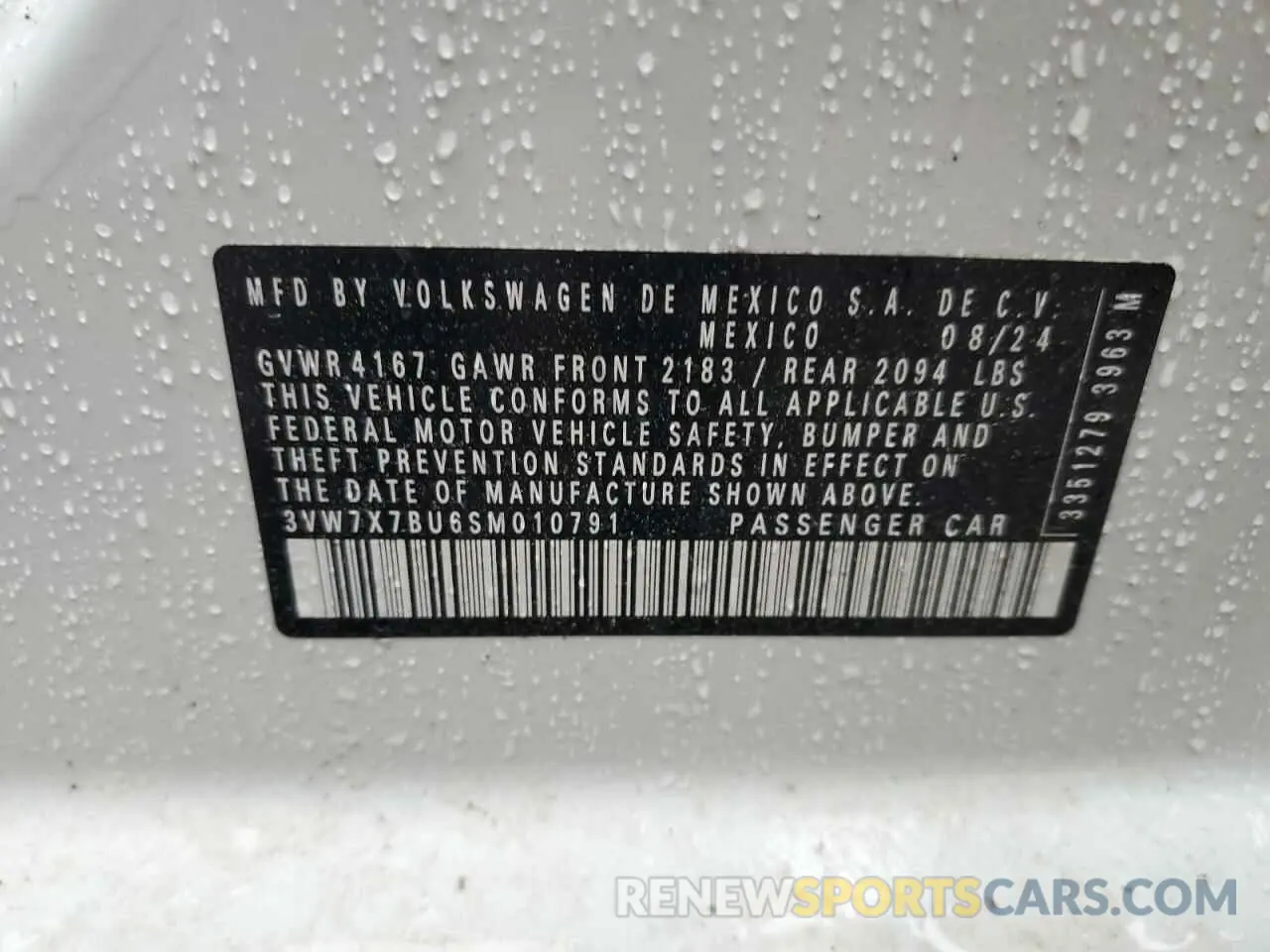 12 fotografías del automóvil dañado 3VW7X7BU6SM010791 VOLKSWAGEN JETTA 2025
